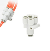 Push-In 5-Splitter Wit - voor 4 Slangen