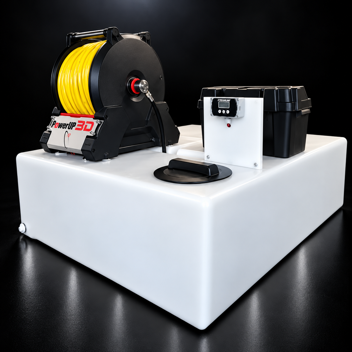 Telewash Systeem PowerUp3D - Glazenwassersysteem met Elektrische Haspel (350 tot 800 Liter)