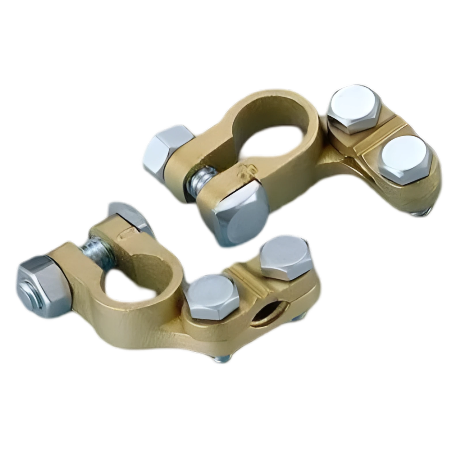 Accu poolklemmen set messing, plus en min voor je accu