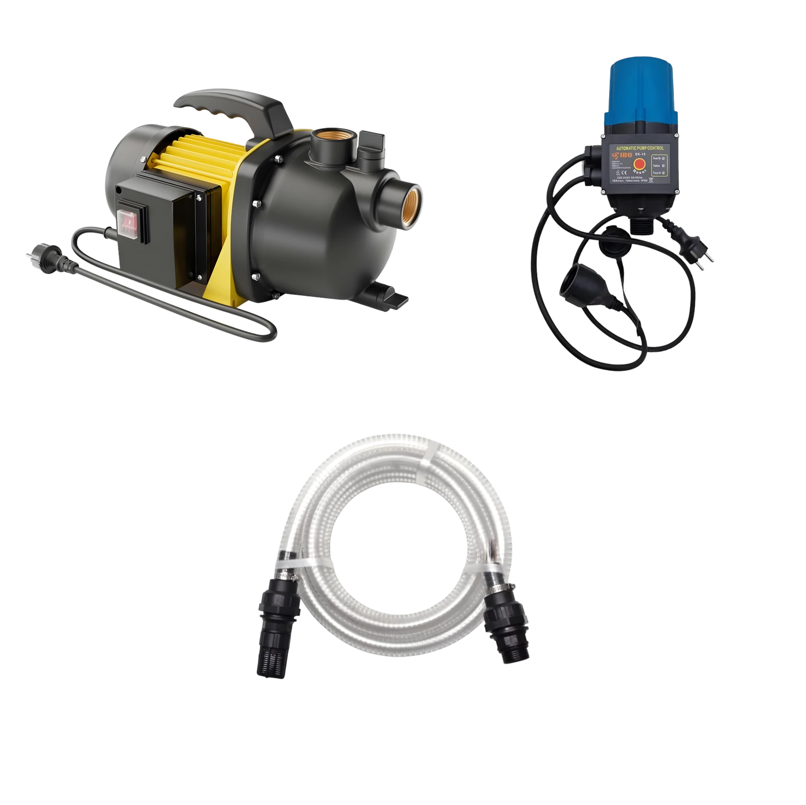 Hydrofoorpomp 3600 60 l/min - Complete Set met Drukschakelaar en Aanzuigslang