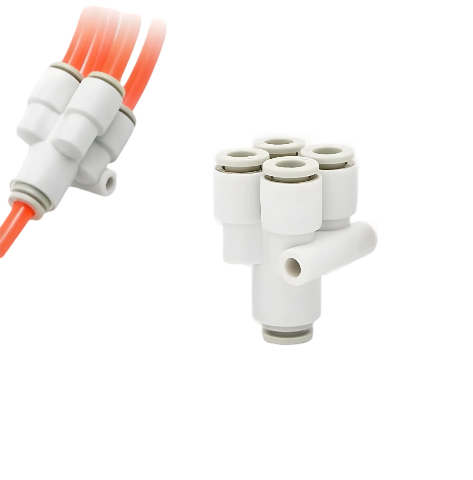 Push-In 5-Splitter Wit - voor 4 Slangen